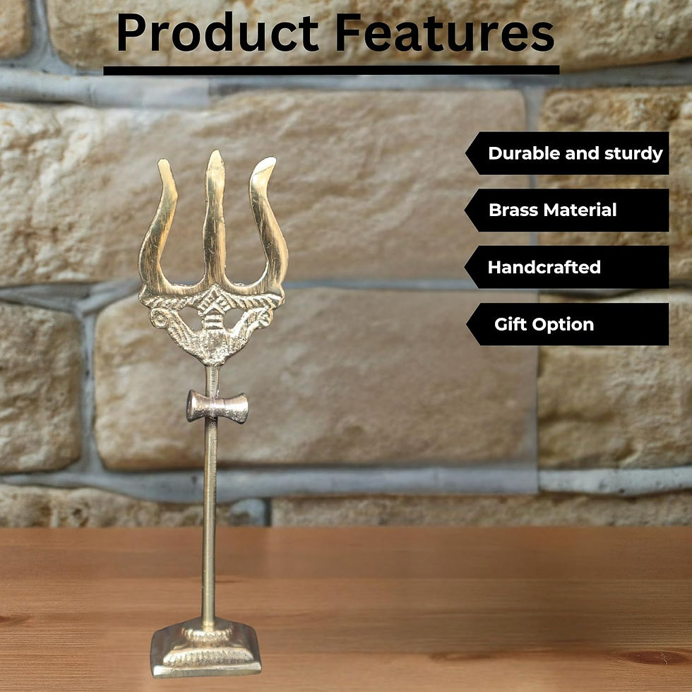 Thumbnail: Salvus APP SOLUTIONS Brass Trishul with Damru - Sacred Symbol (Golden_2x7 inch)