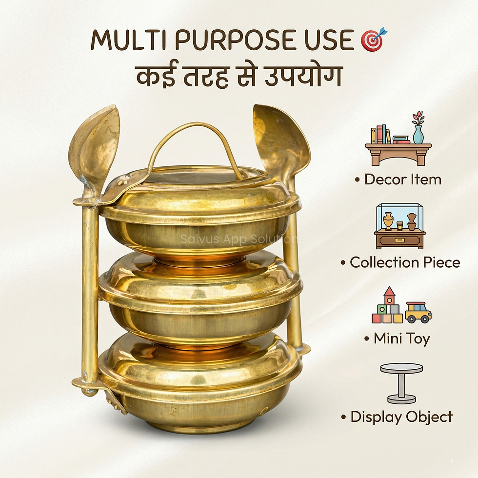 Thumbnail: Salvus App SOLUTIONS Small Brass Lunch Box Toy for Imaginative Play & Home Decor