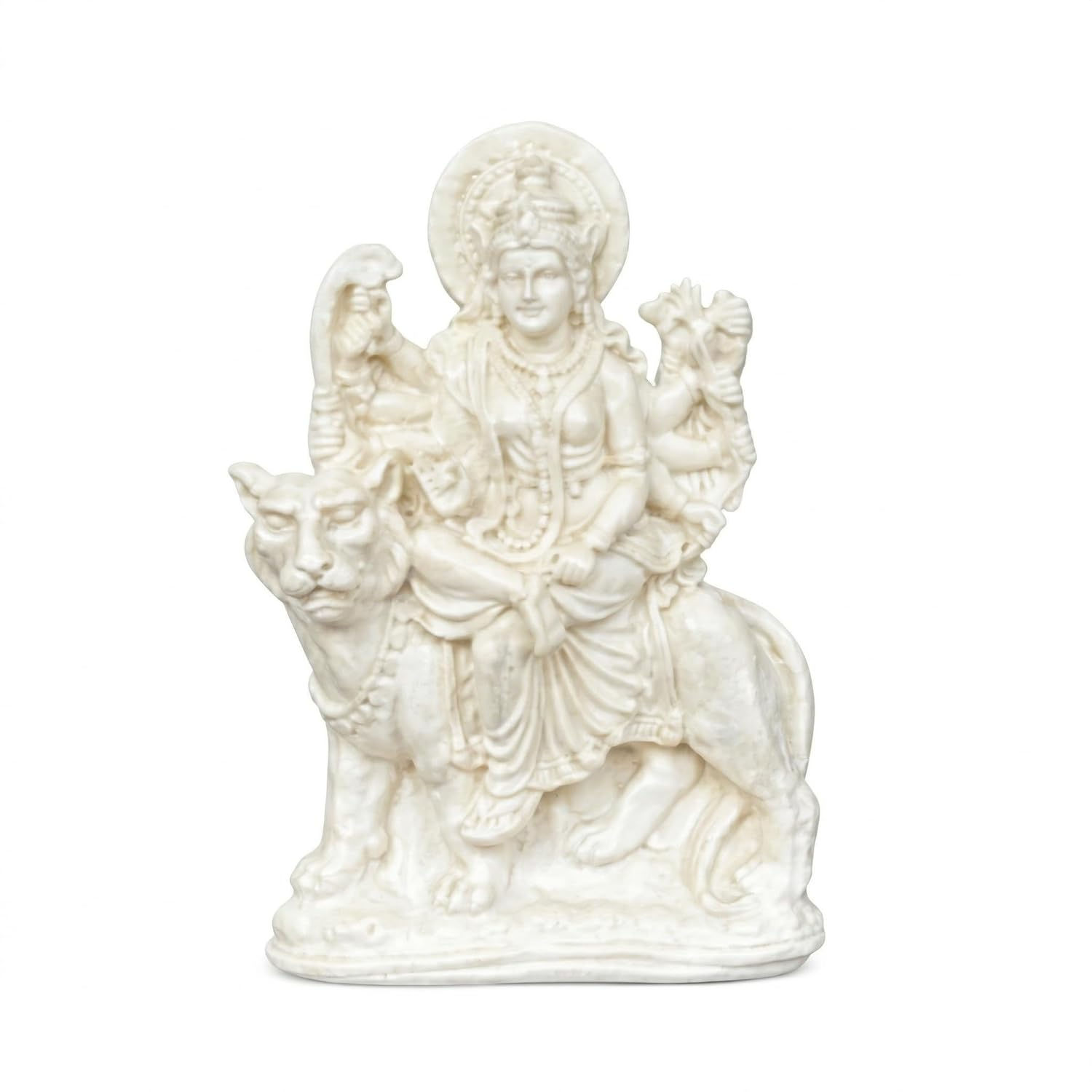 Salvus APP SOLUTIONS Marble Dust God Maa Durga Statue for Pooja (White_11x8 cm)