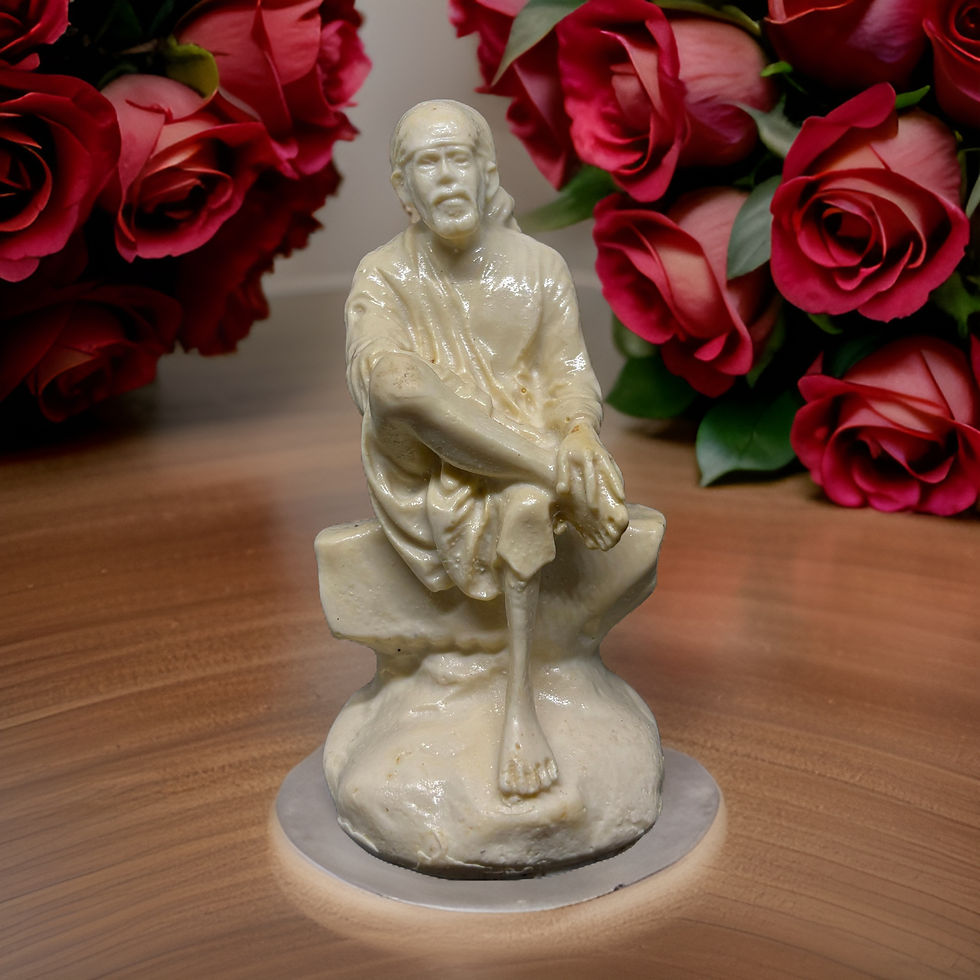 Thumbnail: Salvus APP SOLUTIONS Marble Dust Sai Baba Murti for Pooja Decor (White_2x4 inch)