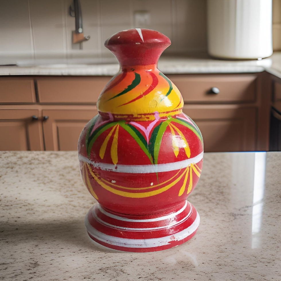 Thumbnail: Salvus APP SOLUTIONS Wooden Round Kumkum/Sindoor Box (Multicolour, 4.5 inch)
