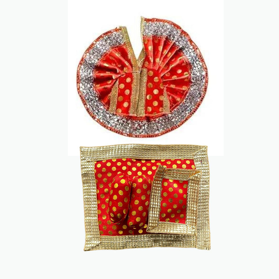 Thumbnail: Beautifully Handmade Red Dress & Aasan Set for Laddu Gopal