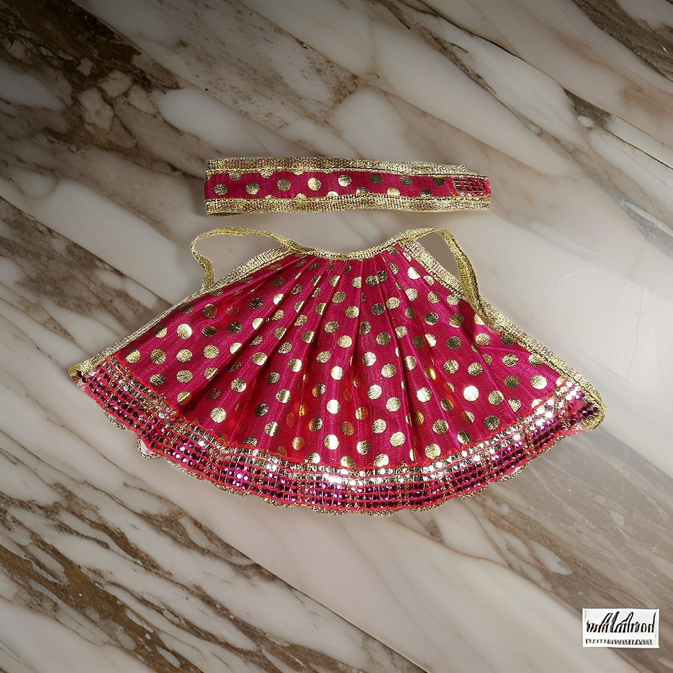 Thumbnail: Salvus App SOLUTIONS Fabric Golden Pink Devi MATA Dress/Poshak (15x10 cm)