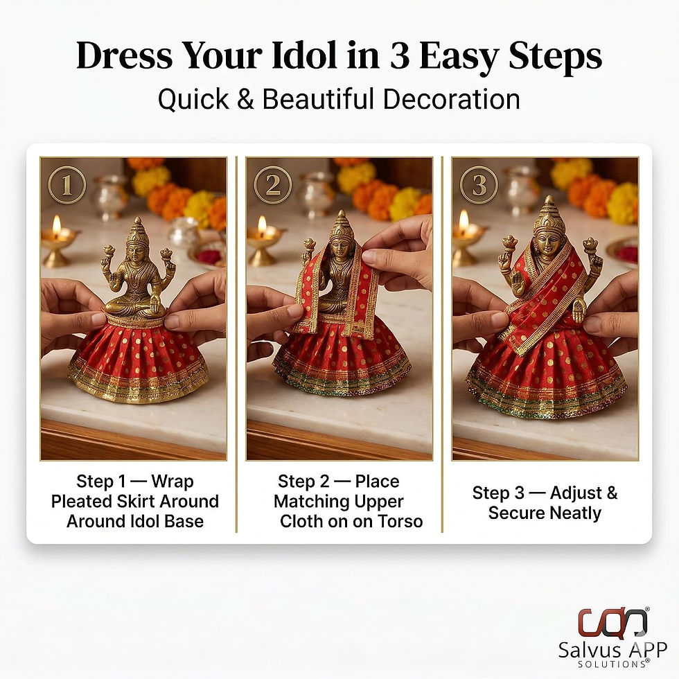 Thumbnail: Durga MATA Dress, Set of 3 Red, Green & Pink (10 x 15 cm)