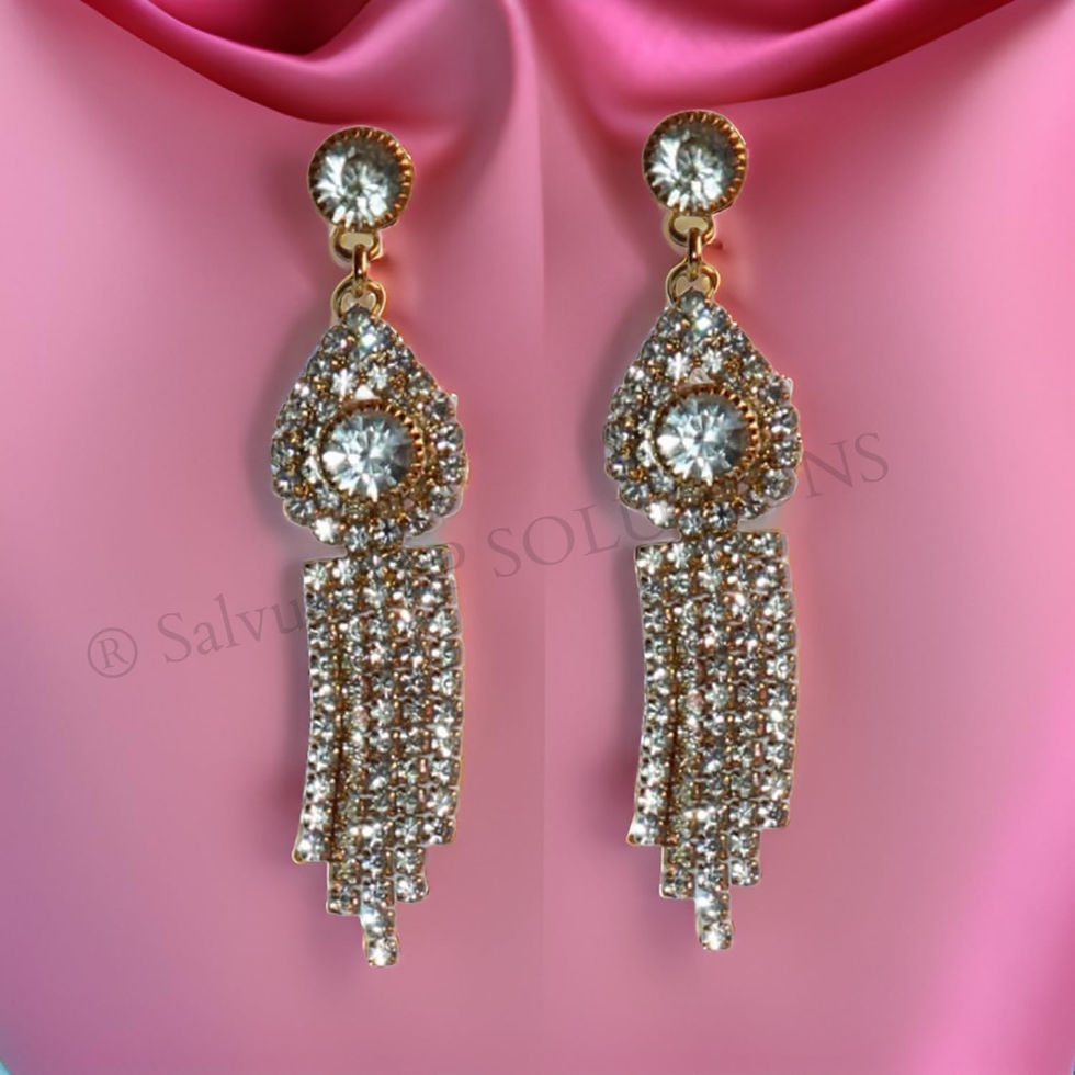 Thumbnail: Salvus APP SOLUTIONS Stylish White Stone Earrings for girls (Golden_1x2 Inch)