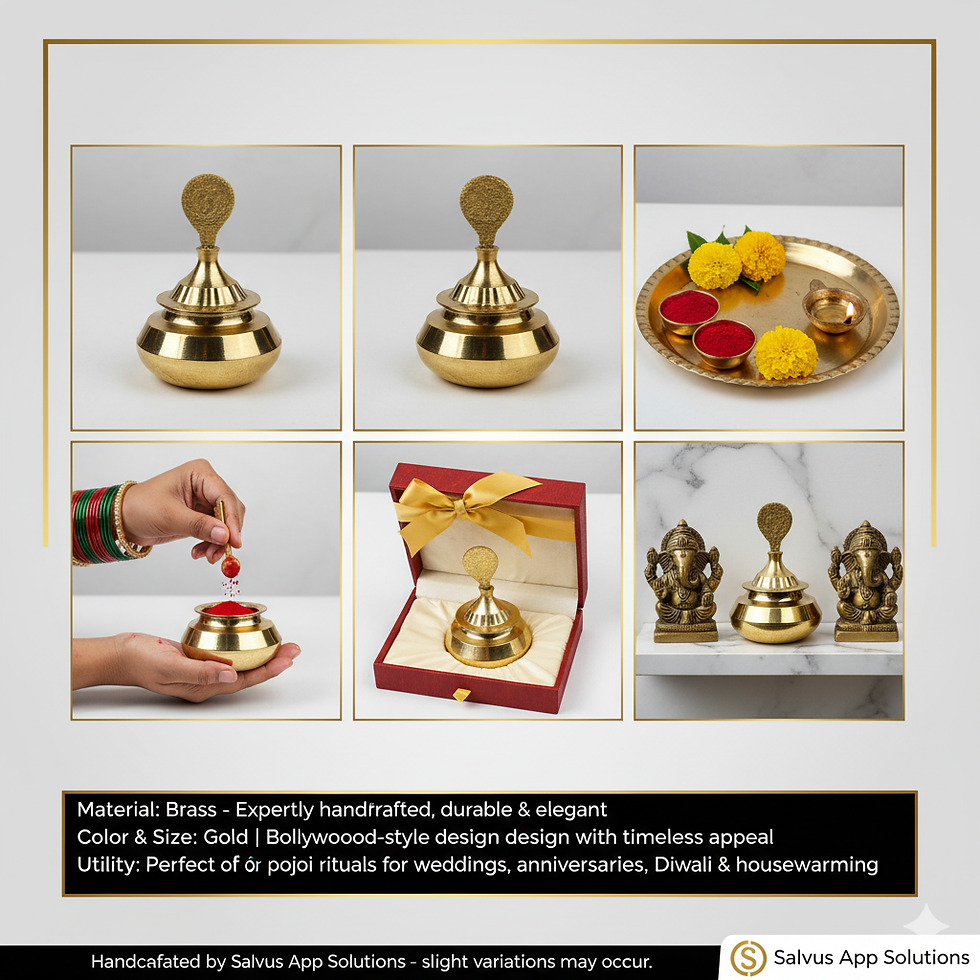 Thumbnail: Brass Kumkum Dibbi/Sindoor Box With Stick (Golden)
