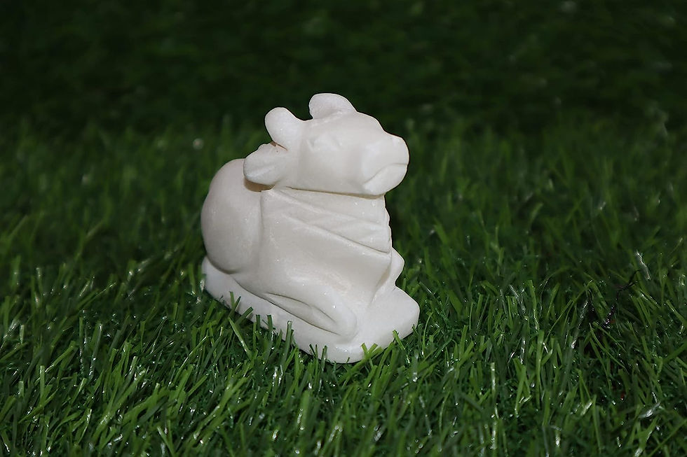 Thumbnail: Salvus APP SOLUTIONS White Marble Shivling and Nandi Idol (3 x 2.5 Inch)