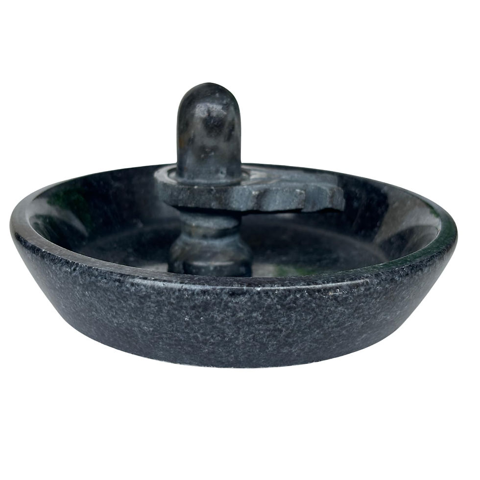 Thumbnail: Salvus APP SOLUTIONS Marble Shivling with Plate for Jalabhishek & Temple (Black)