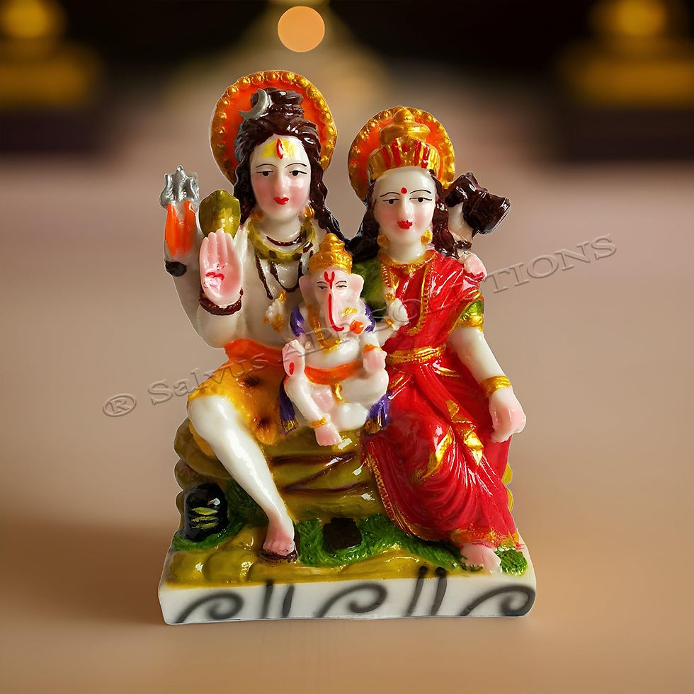 Thumbnail: Salvus APP SOLUTIONS Marble Dust Shiv Parivar Statue for Pooja & Temple (Multi)