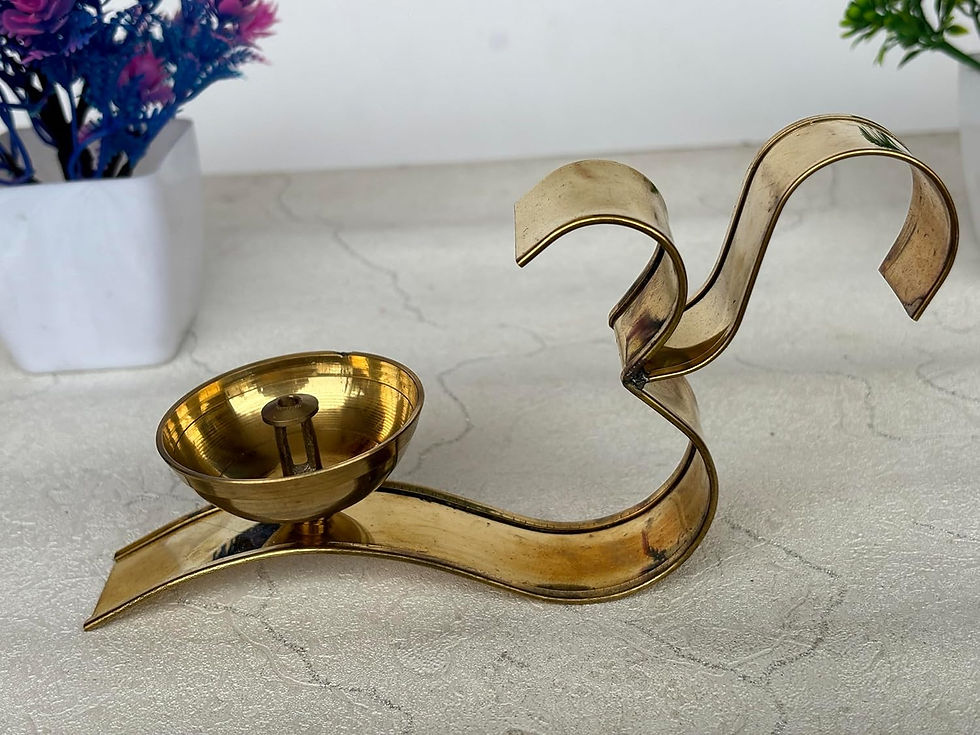 Thumbnail: Salvus APP SOLUTIONS Traditional Brass Om with Attached Deepak Set of 2 (3 Inch)