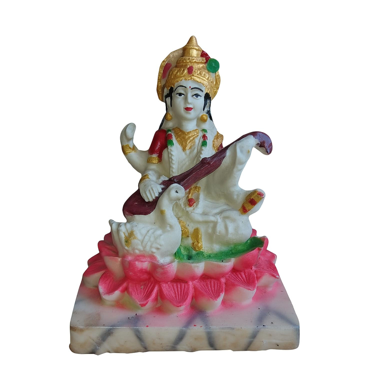 Handmade Marble Dust God Saraswati Statue (3.5 Inch)