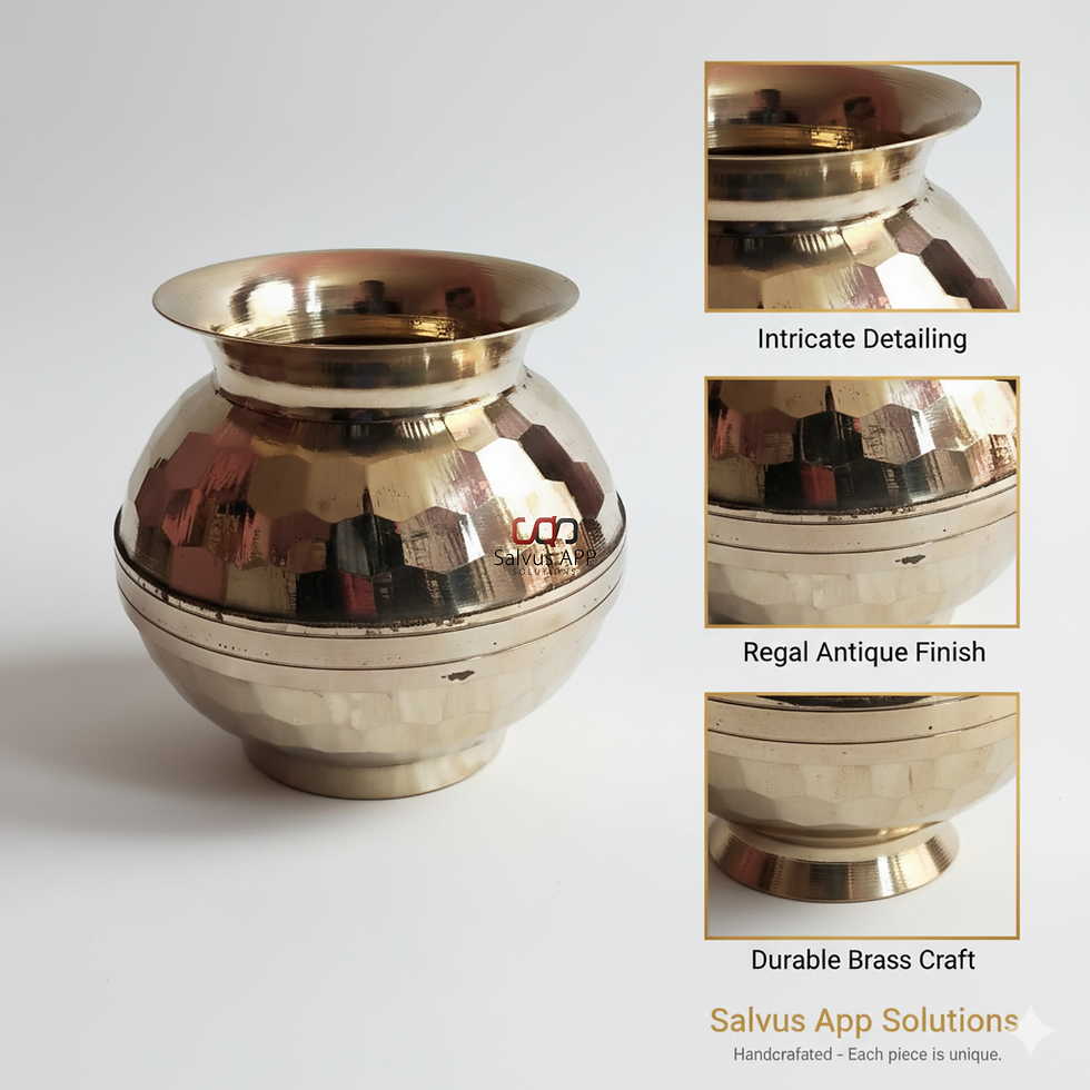 Thumbnail: Salvus APP SOLUTIONS Traditional Brass Diamond Pooja Lota (4x3.5 inch)