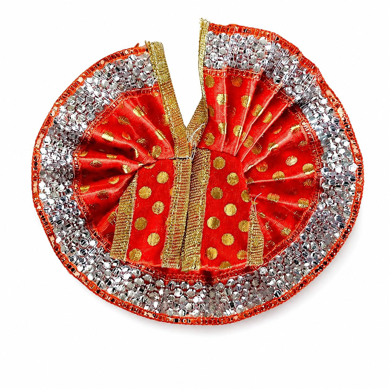 Fabric Golden-Orange Laddu Gopal Poshak/Dress (13cm)