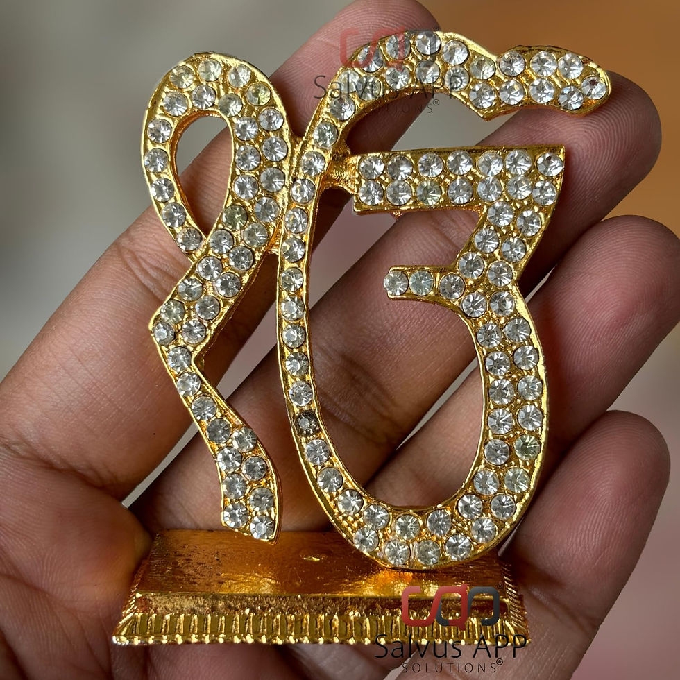 Salvus APP SOLUTIONS Gold Plated with Stones Sikh God Ek Onkar Car Dashboard