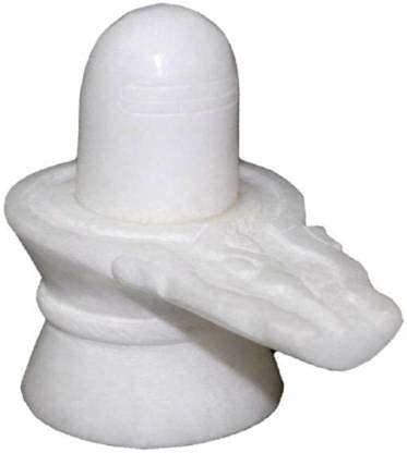 Thumbnail: Salvus APP SOLUTIONS White Marble Shiva Pindi with Nandi Statue(2.5 Inch)