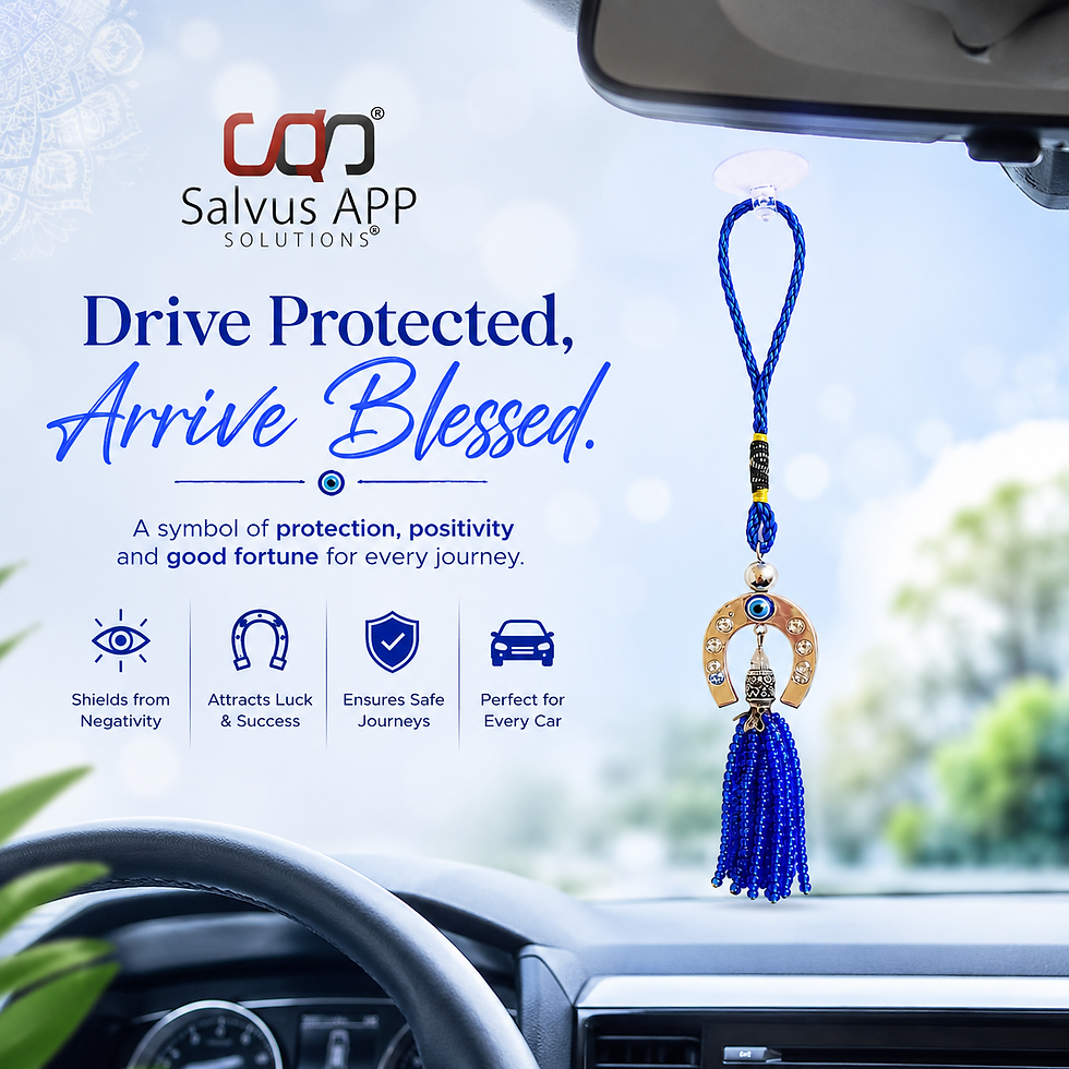 Thumbnail: Blue & Silver Color Ghode ki Naal Kavach for Car Hanging