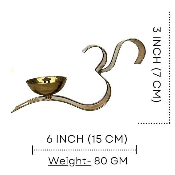 Thumbnail: Salvus APP SOLUTIONS Traditional Brass Om with Attached Deepak Set of 2 (3 Inch)