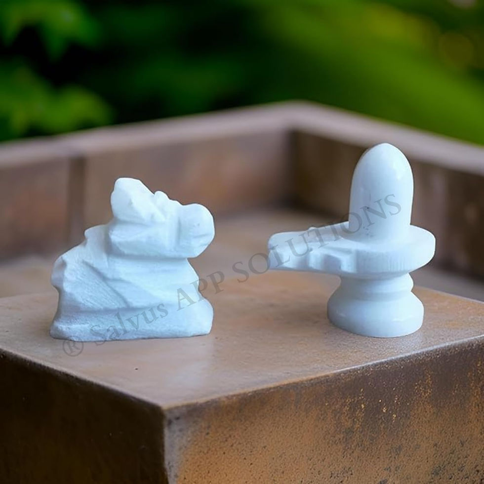 Thumbnail: Salvus APP SOLUTIONS White Marble Shiva Pindi with Nandi Statue(2.5 Inch)