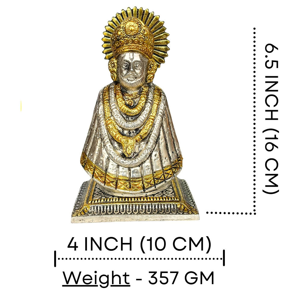 Thumbnail: Metal Lord Khatu Shyam Ji Murti (6.5 Inch) (Silver & Gold)