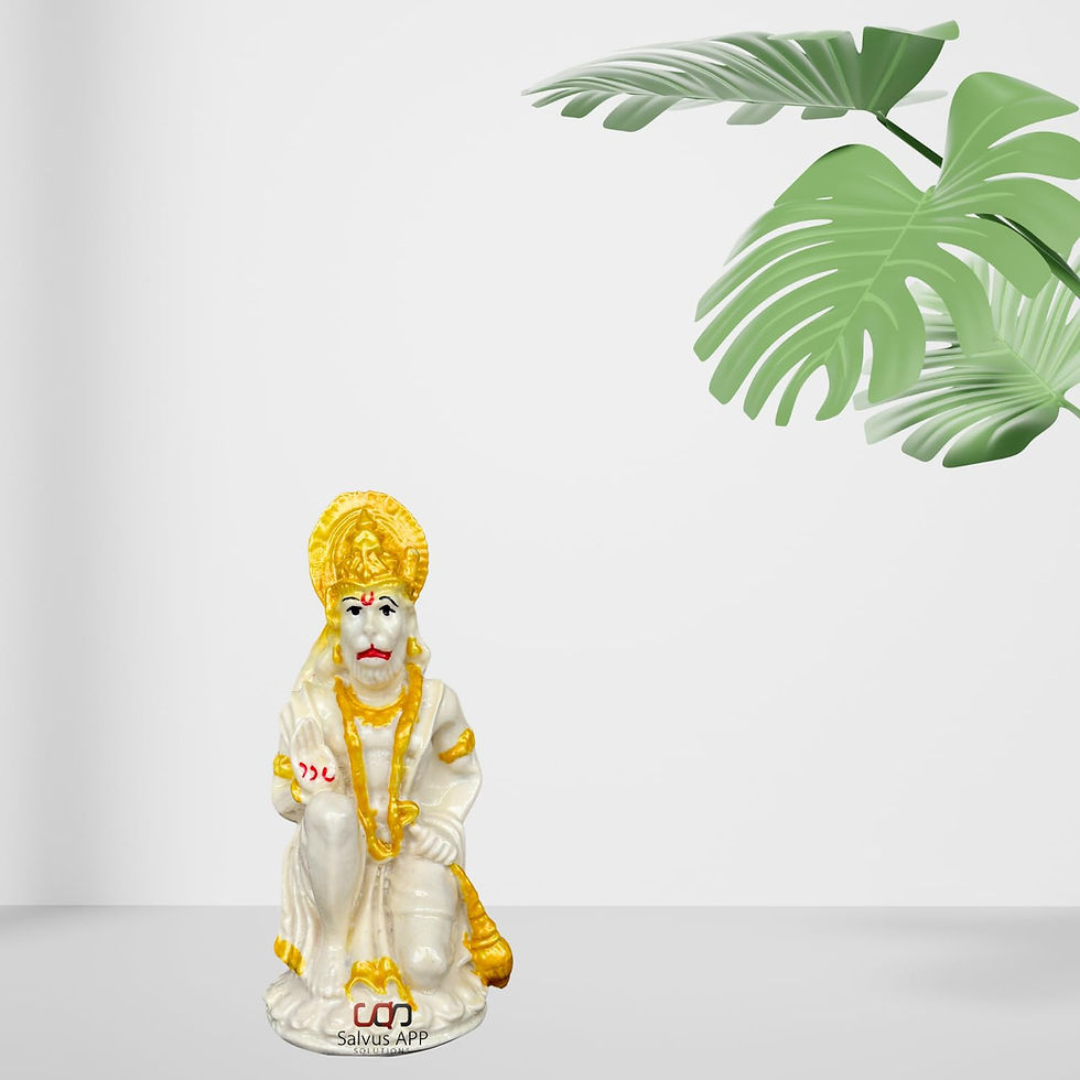 Thumbnail: Marble Dust Lord Hanuman Murti - (White & Golden_2x5 inch)
