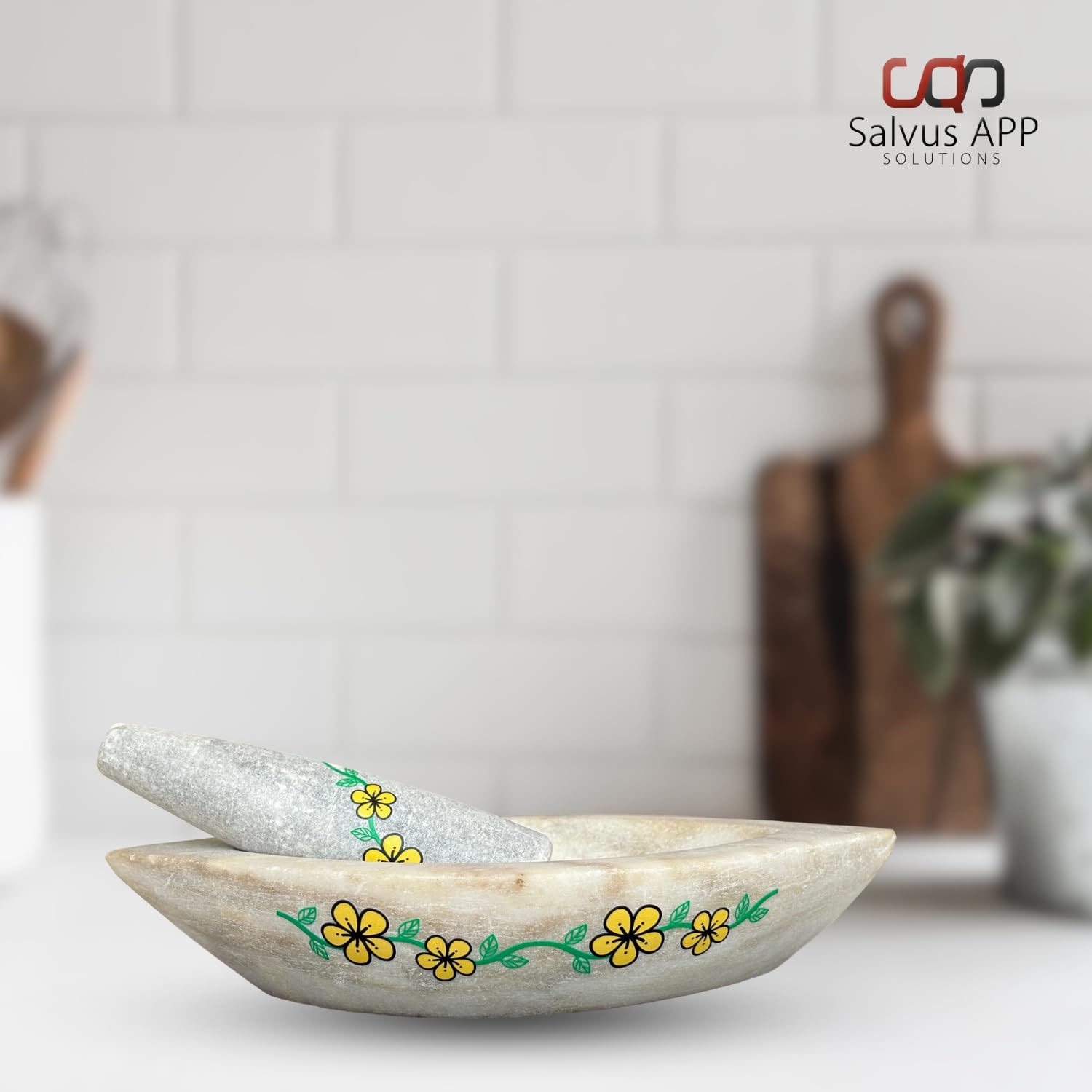 Salvus App SOLUTIONS Mortar and Pestle Set: kitchen use and gifting (8x2 inch)