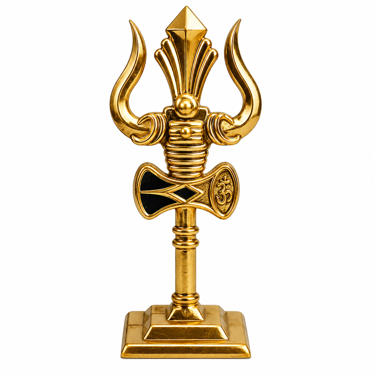 Sacred Trishul Car Dashboard Ornament: (Golden_1x2.5 Inch)