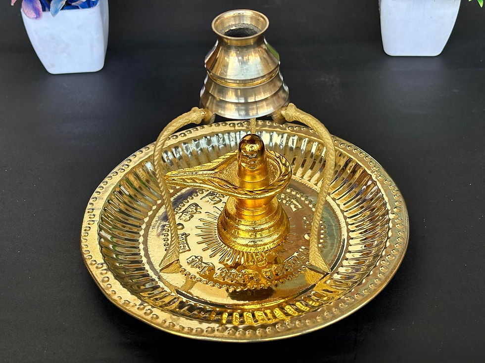 Thumbnail: Salvus APP SOLUTIONS Shivling, Abhishek Stand Kalash on Plate (Golden_7 Inch)