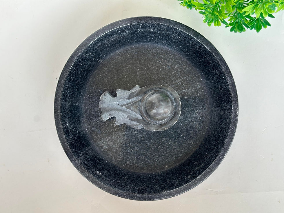 Thumbnail: Salvus APP SOLUTIONS Marble Shivling with Plate for Jalabhishek & Temple (Black)