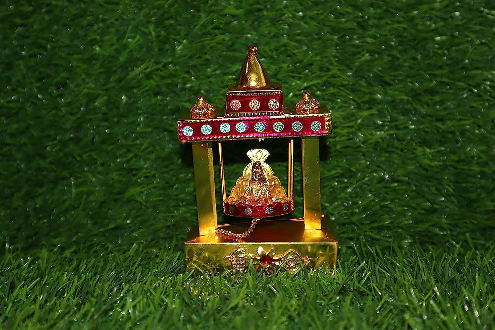 Thumbnail: Salvus APP SOLUTIONS Metal Mandir Jhula with Mini Laddu Gopal (Multi_5 Inch)