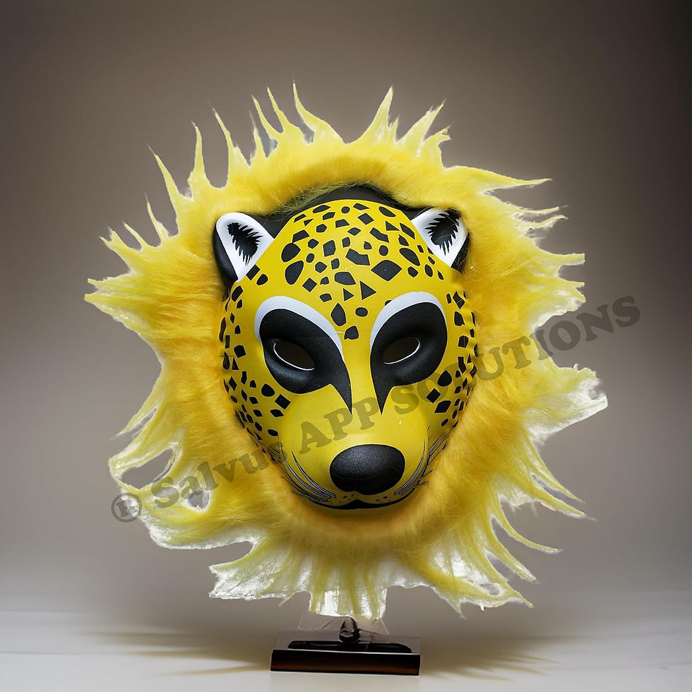 Thumbnail: Animal Face Mask with Elastic Holi Celebration (Black & Yellow_6x7 inch)