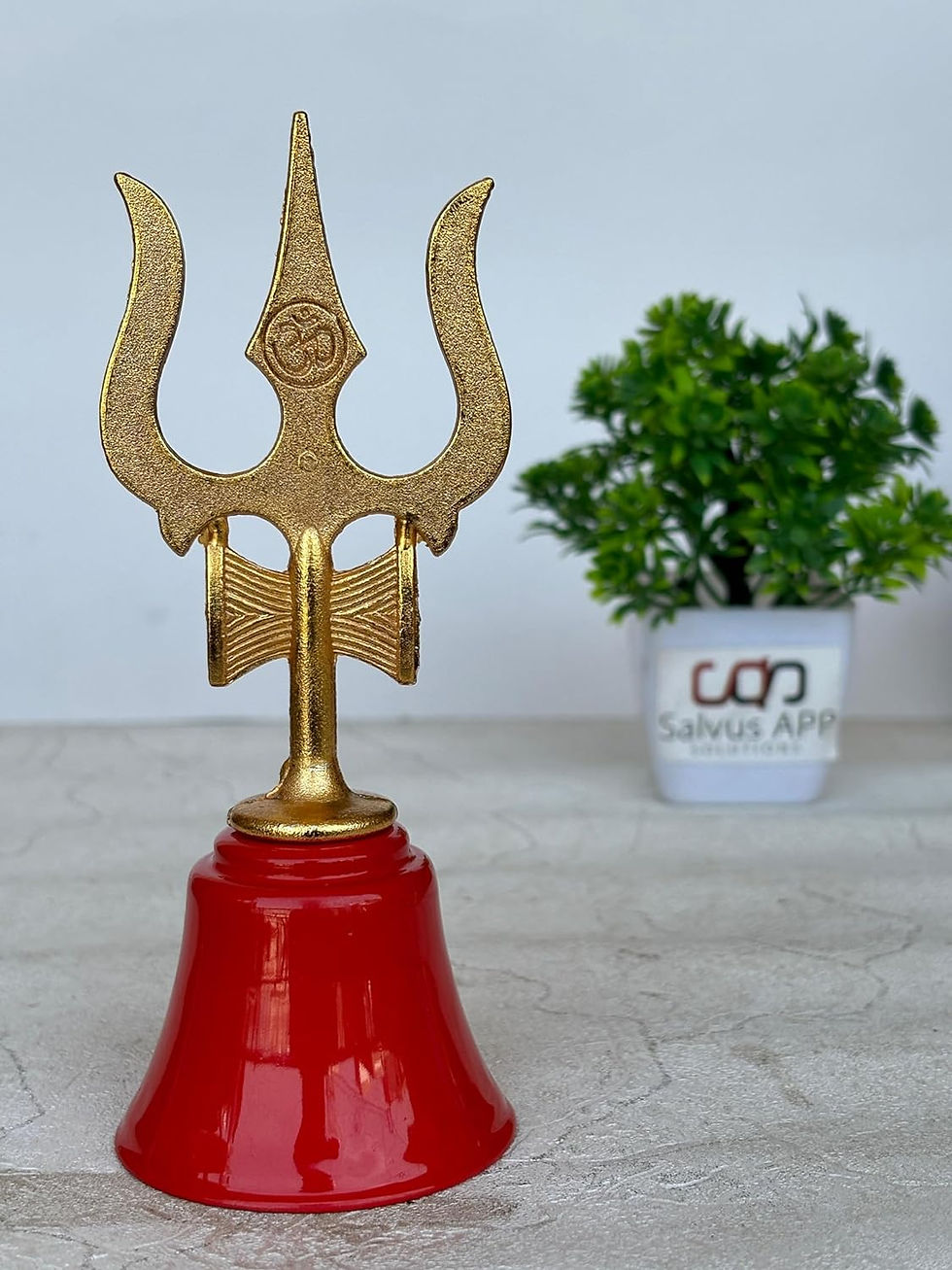 Thumbnail: Salvus APP SOLUTIONS Trishul Bell: Guardian of Your Puja Space (Red_2.5x6 inch)