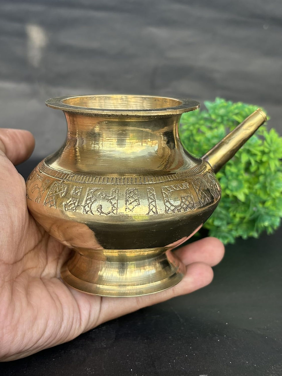 Thumbnail: Salvus APP SOLUTIONS Traditional Embossed Brass Karwa Chauth Lota - No 8