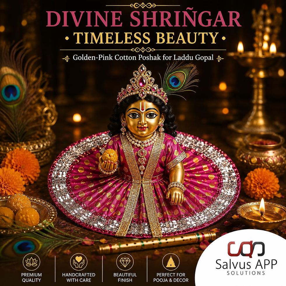 Thumbnail: Handmade Golden-Pink Laddu Gopal Poshak/Dress (13cm)