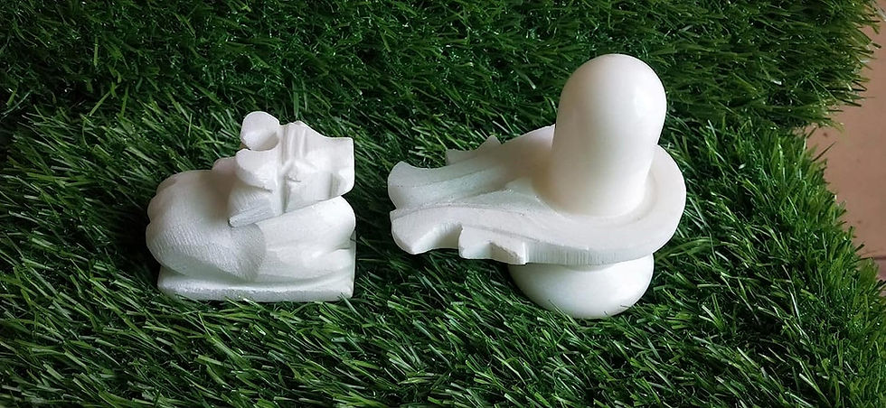 Thumbnail: Salvus APP SOLUTIONS White Marble Shivling and Nandi Idol (3.5 x 3.5 Inch)