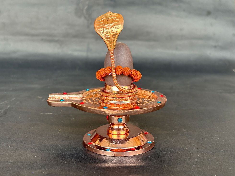 Thumbnail: Salvus APP SOLUTIONS Shivling with Naag and Small Rudraksha Mala (3.2x4 Inch)