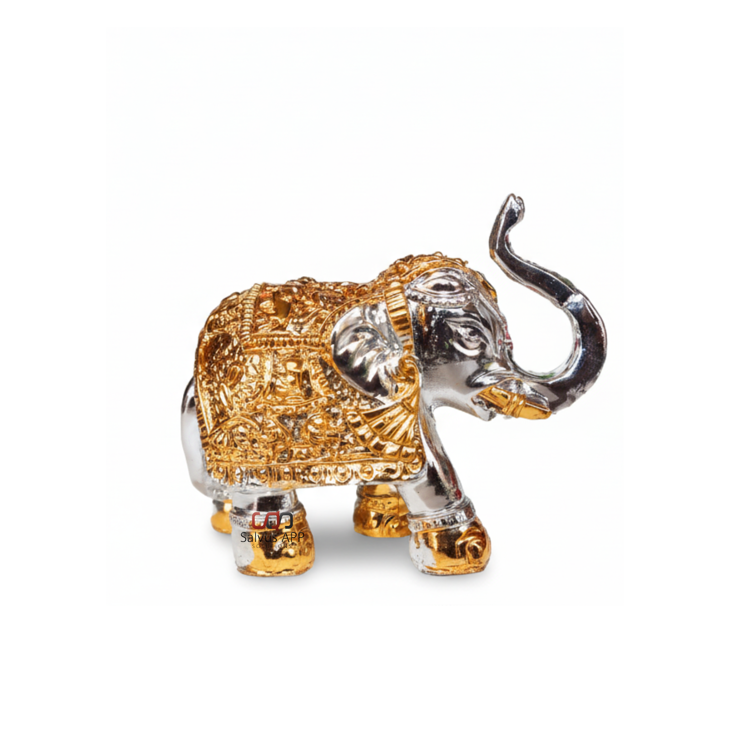 Salvus APP SOLUTIONS Golden & Silver Color Elephant showpiece (3.5x3 Inch)