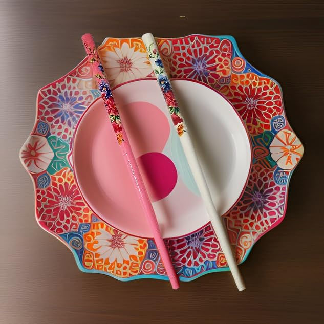 Thumbnail: Salvus App SOLUTIONS Wooden Handmade Stylish Pink and White Hair Stick/Juda Pin