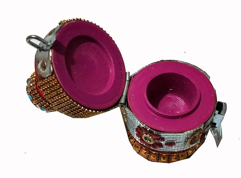 Thumbnail: Salvus APP SOLUTIONS Decorative Wooden Round Sindoor Box (Multicolor) - Set of 2