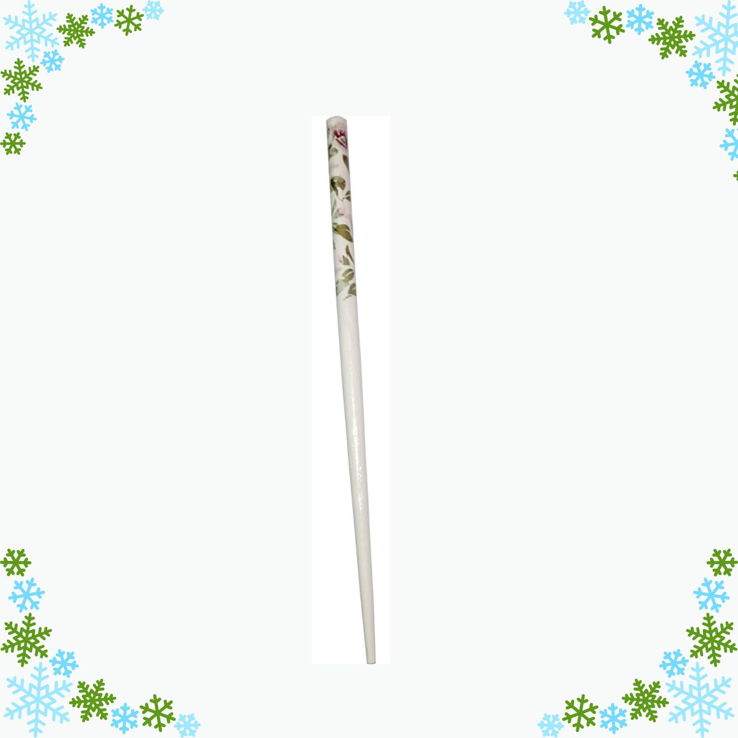 Salvus App SOLUTIONS Wooden White Textured with Leaf Design Hair Stick for Girls
