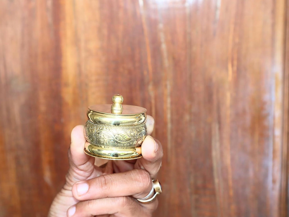 Thumbnail: Salvus APP SOLUTIONS Brass Round Sindoor Box (Gold_1.5 inch) [SET OF 1 (2 Pcs)]