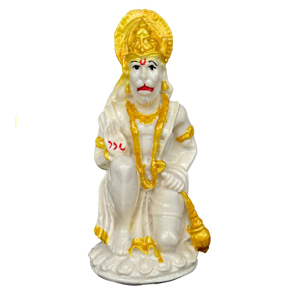 Thumbnail: Marble Dust Lord Hanuman Murti - (White & Golden_2x5 inch)