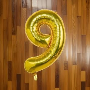 Thumbnail: Salvus APP SOLUTIONS Aluminum Foil Number Balloon 16 Inch (9 Number, Gold)