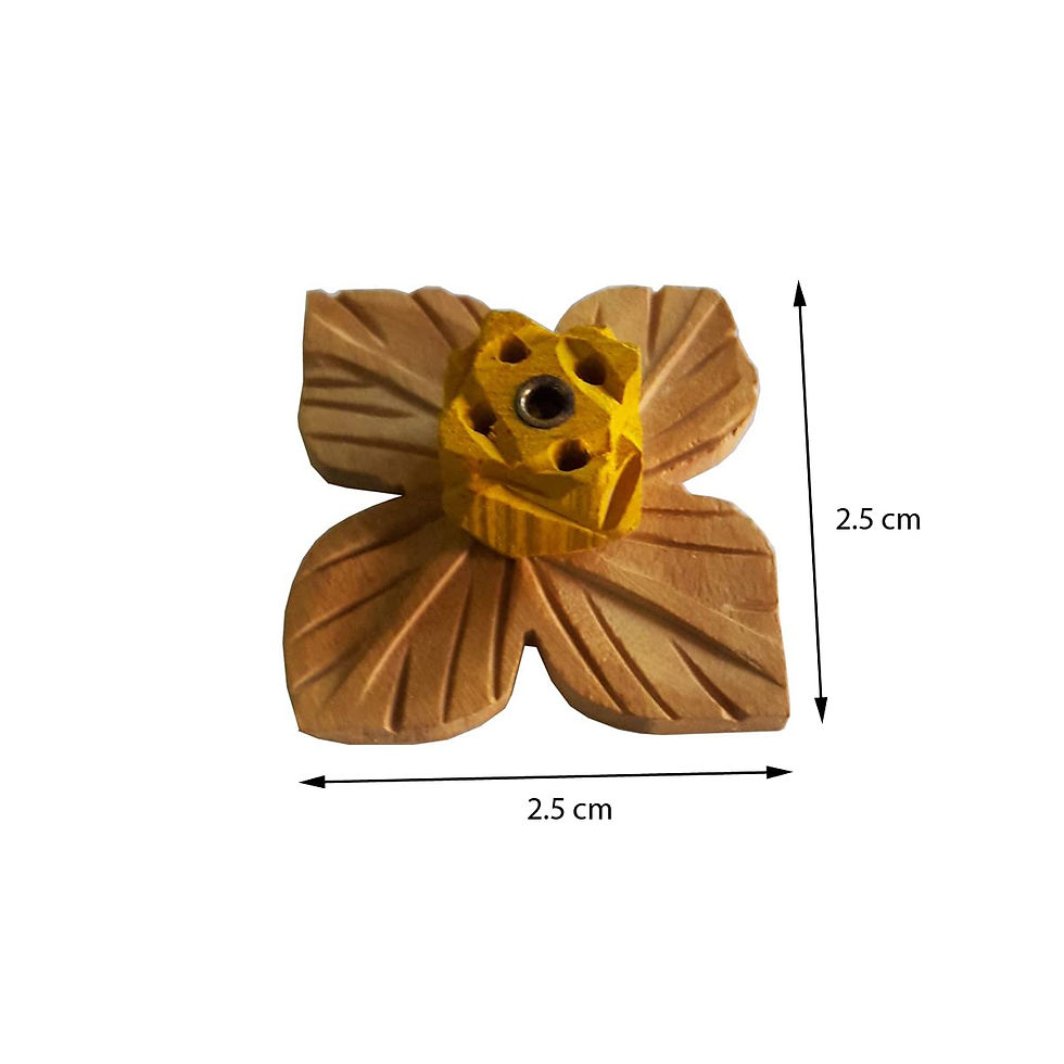 Thumbnail: Salvus App SOLUTIONS Handmade Flower Design Wooden Yellow Incense Holder