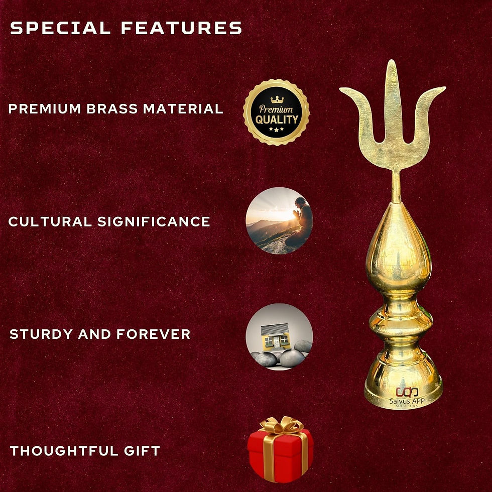 Thumbnail: Salvus APP SOLUTIONS Gold Plated Brass Trishul Temple with Finish Height 6.5 in