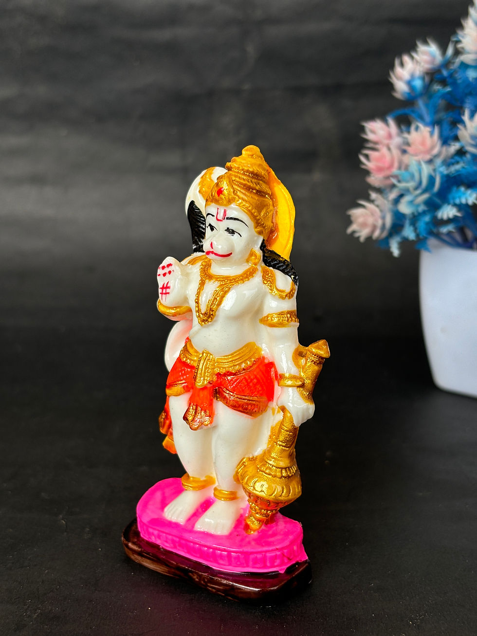 Thumbnail: Salvus APP SOLUTIONS Marble Hanuman Idol, Religious Figurine (Multi_2x4 Inch)