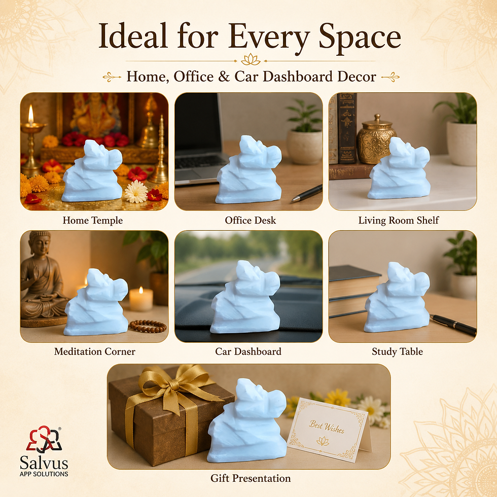 Thumbnail: Salvus APP SOLUTIONS Handmade White Marble Nandi Idol for Pooja & Car Dashboard