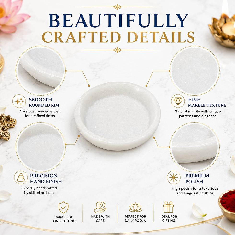 Thumbnail: Marble Plate for Pooja (White_3 Inch) [Set of 2-4 PCS]