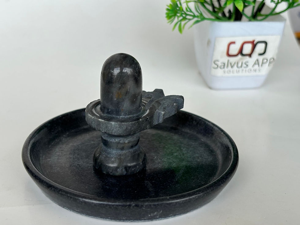 Thumbnail: Salvus APP SOLUTIONS Marble Shivling with Plate for Jalabhishek (Black)