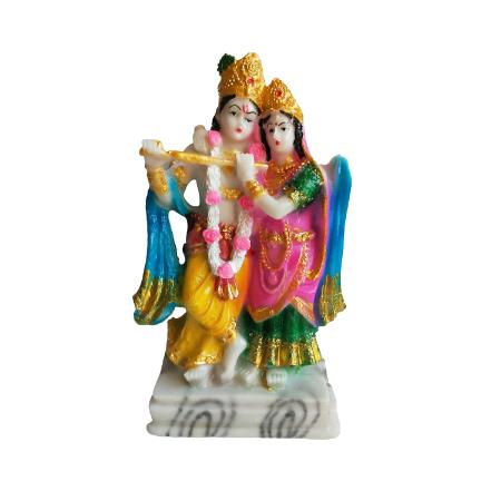 Thumbnail: Salvus APP SOLUTIONS Polyresin Radha Krishna Idol for Pooja - (Multi_5x9 Inch)