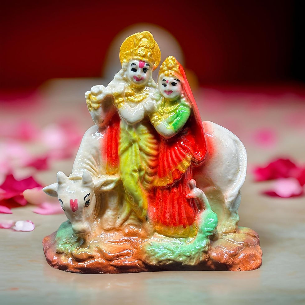 Thumbnail: Salvus App SOLUTIONS Handmade Ceramic Radha Krishna Murti (4x4 in, Small Size)